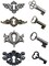 Idea-Ology Metal Locket Keys & Keyholes 8/Pkg-Antique Nickel, Brass & Copper